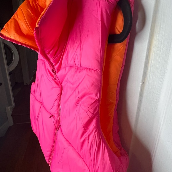 Vibrant Pink and Orange Women's Cropped Reversible Vest - Picture 7 of 13
